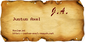 Justus Axel névjegykártya